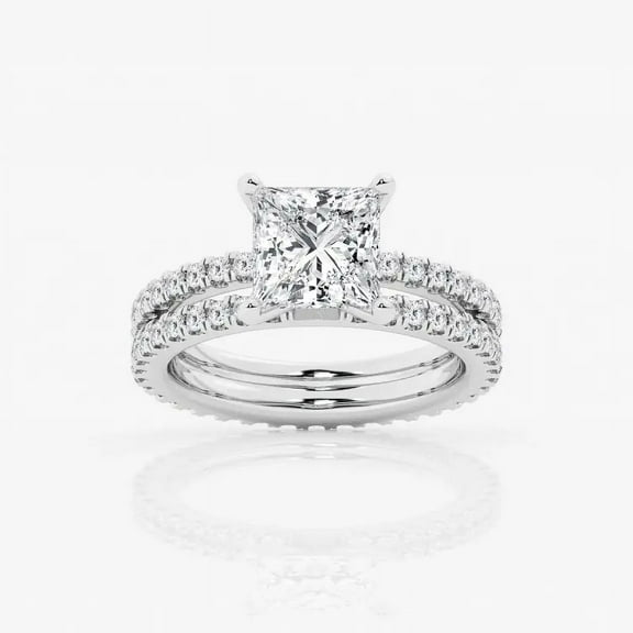 Zoya Jewel 2 Ct Princess Cut Engagement Ring for Women – Moissanite Wedding Ring – 14K White Gold Plated Double Shank Style – Celebration Gift Jewelry