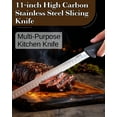thumbnail image 3 of Cook N Home Brisket Carving Knife, 11-inch BBQ Slicing Meat Cutting Knife Granton Edge High Carbon Stainless Steel Sharp Kitchen Knife, Black, 3 of 7