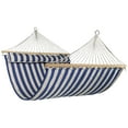 thumbnail image 3 of Striped Macrame Quilted Two Person Double Hammock with Pillow - 9' x 55" - Blue and Cream, 3 of 6