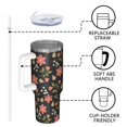 thumbnail image 4 of Floral 40oz Tumbler– Stainless Steel Insulated Tumbler with Handle and Straw, Large Capacity Travel Cup for Hot & Cold Drinks,Thanksgiving,Christmas, Spring,Flower, 4 of 6
