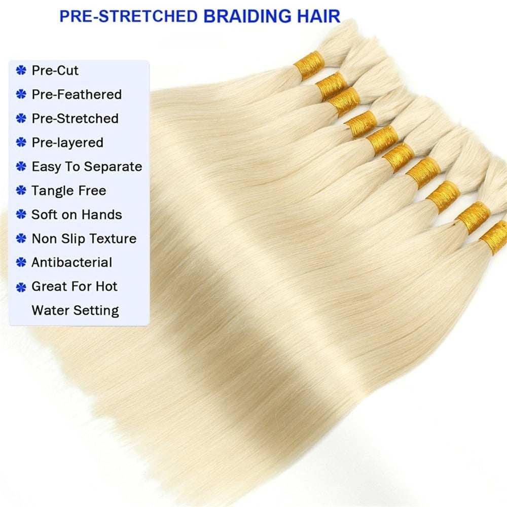 Light Blonde Human Braiding Hair Bulk No Weft Extensions 100G Remy Straight Hair Bundles