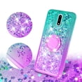 thumbnail image 3 of SOGA Phone Cover Compatible for Nokia 2.3 Case Liquid Floating Quicksand Case with Diamond Ring Stand for Magnetic Car Mount and Lanyard - Purple on Teal, 3 of 5