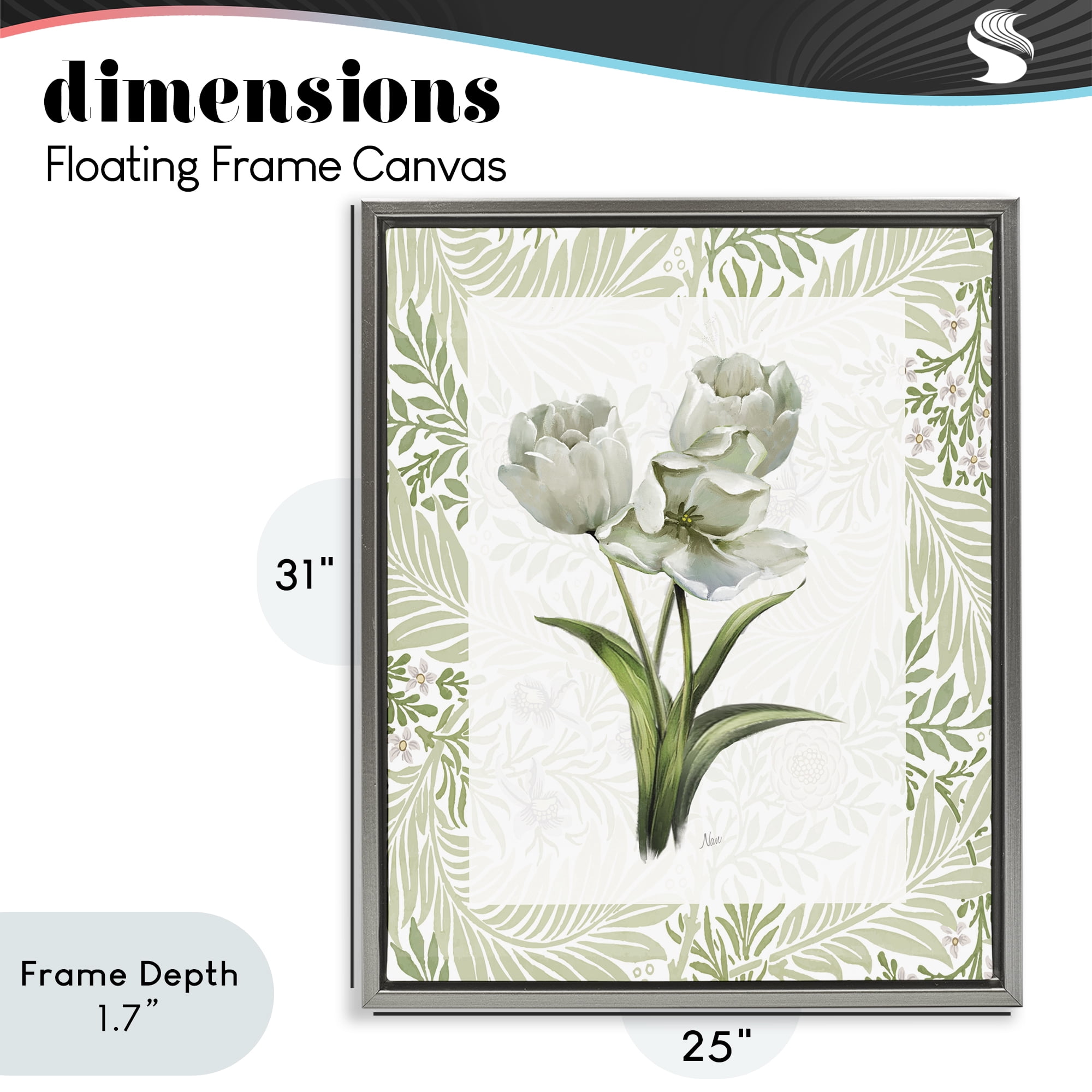 Stupell Industries Fresh Spring Tulip Bouquet Gray Framed Floater Canvas Wall Art, design by Nan