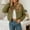 Army Green, variant on Cropped Jacket for Women 2025 Long Sleeve Baseball Collar Button Down Casual Jackets with Pockets Outerwear