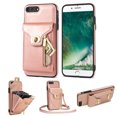 thumbnail image 1 of Feishell for iPhone 8 Plus/7 Plus Crossbody Zipper Wallet Phone Case,Premium PU Leather Kickstand Metal Buckle Credit Card Slots Shockproof Purse Phone Case with Detachable Shoulder Strap,Rosegold, 1 of 13