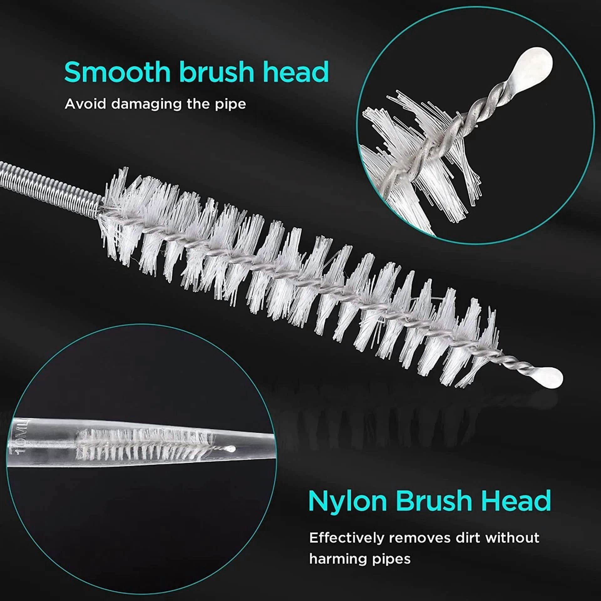 FLINT- 3Pcs Drain Brush Flexible Feeding Tube Brush Slim Cleaning Brush Hose Pipe Brush