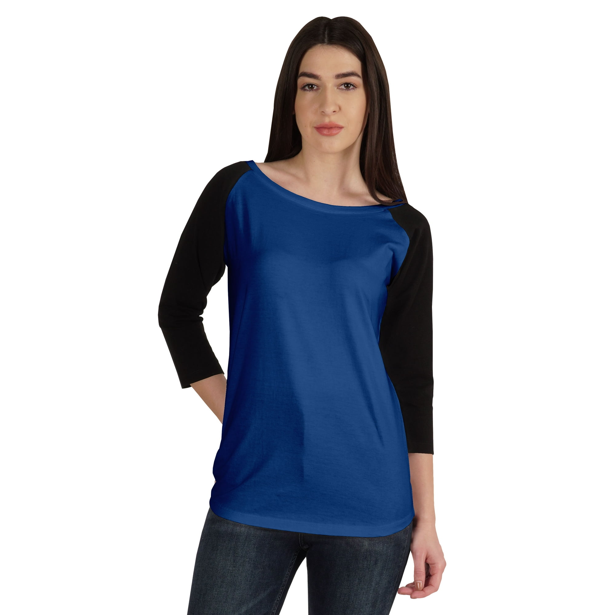 Inkmeso T-Shirt à Manches Trois-Quarts Raglan Color Block pour