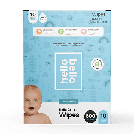 Hello Bello Baby Wipes, Unscented, 600 Count