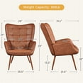 thumbnail image 5 of Yaheetech Contemporary Faux Leather Accent Chair for Living Room, Brown, 5 of 11
