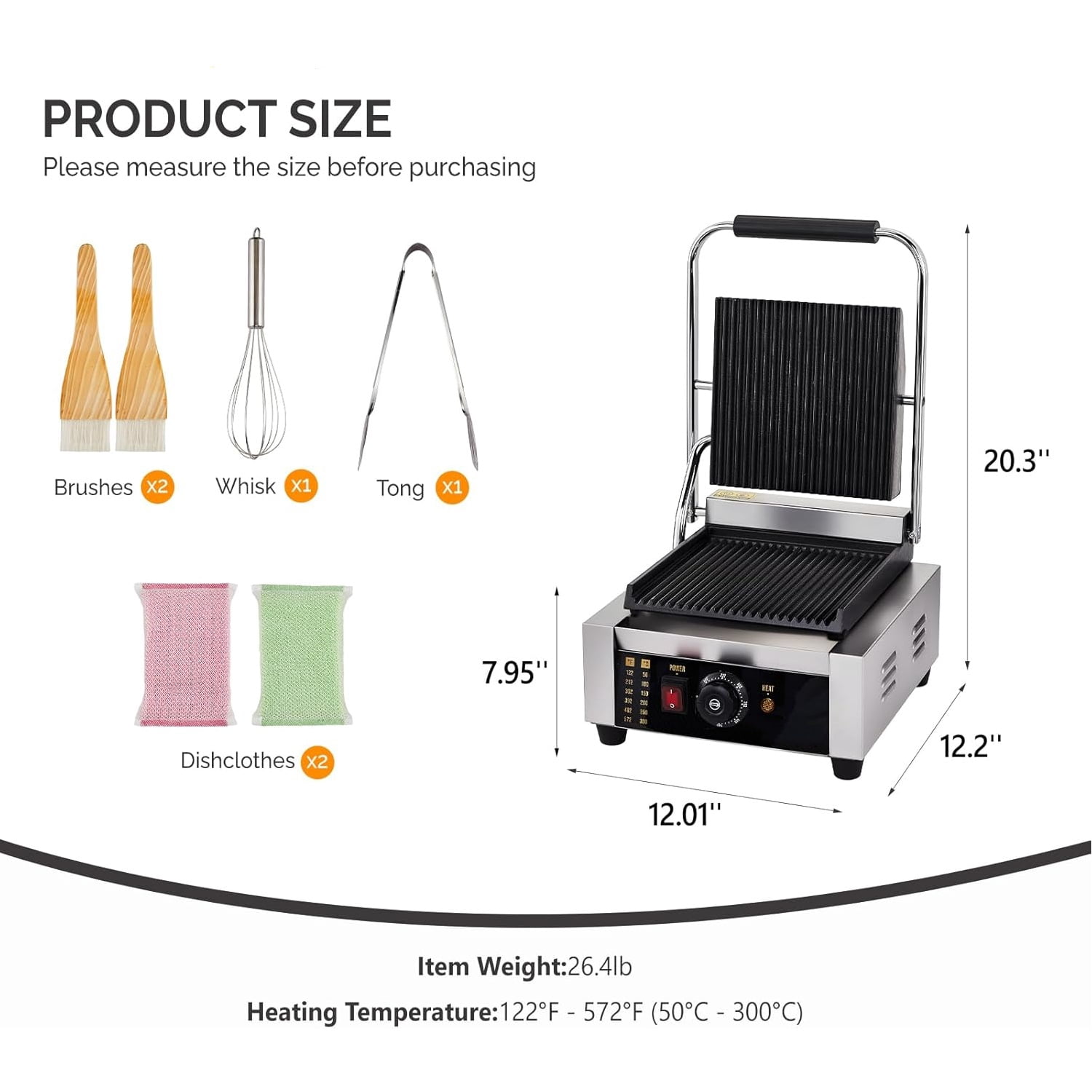 Ktaxon Panini Press Grill, 1800W Stainless Steel Electric Sandwich