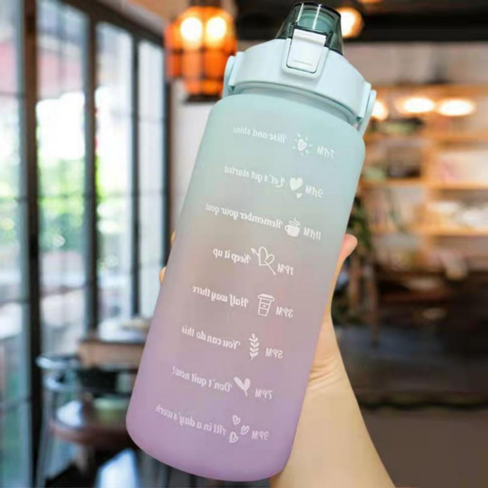 Sports Motivational Water Bottle With Straw and Times To drink Reusable Plastic 