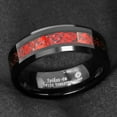 thumbnail image 2 of Tungsten Rings for Men Wedding Bands for Him 8mm Red Celtic Dragon Black Carbon Fiber, 2 of 6