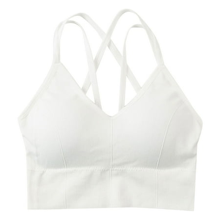 

Aayomet Plus Size Tops Women Padded Bralettes Sports Bras For Pack V Neck Bando Bra For Women Girls Top Vest White One Size