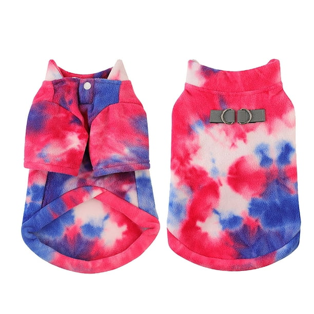 Jersey De Lana Para Perro Con Estampado Tie Dye. Sudadera. Chaqueta Reflectante Para Cachorro. Abrigo De Invierno Con Correa Con Anilla En D. Chaleco De Lana Suave Con Cuello Alto Para Mascotas. Rop