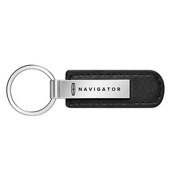 Lincoln Navigator Silver Metal Black PU Leather Strap Key Chain