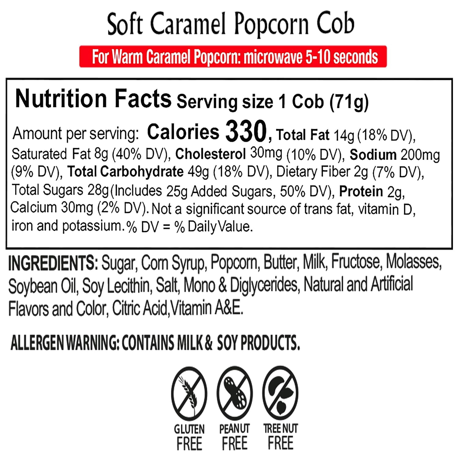 Caramel Cob Soft Caramel Popcorn – 16 Individually Wrapped 2.5 oz Bars – Gluten-Free, Peanut & Tree Nut-Free – Gooey Taste –Classic Sweet Snack