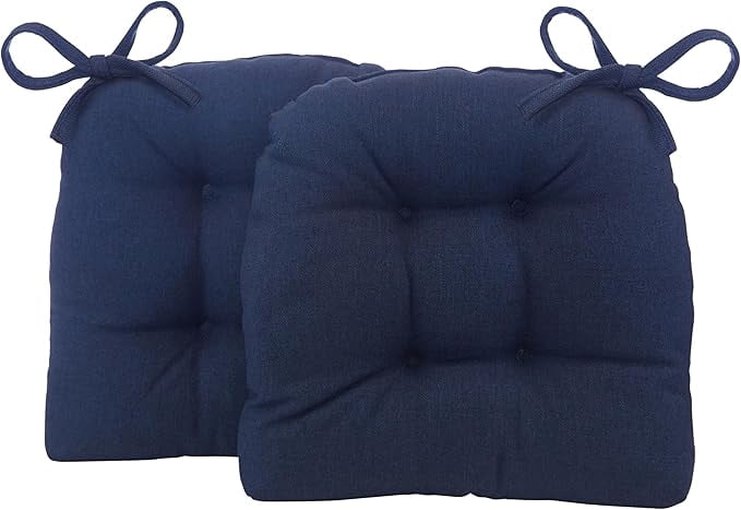 Klear Vu Outdoor 19 x 18 Chair Cushions for Patio Furniture, U-Shaped Seat Pads with Ties, Premium Woven Fabric, Water-Repellent, Chemical-Free, Indigo, 2 Count