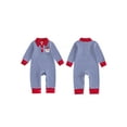 thumbnail image 2 of BemeyourBBs Baby Boy Christmas Romper Striped Santa Collared Long Sleeve Bodysuit, 2 of 9