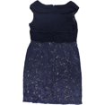 thumbnail image 2 of Vestido de tubo de cóctel cruzado de encaje Alex Evenings para mujer navynude 14W, 2 of 2