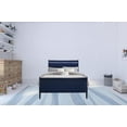 thumbnail image 2 of HomeRoots 482385 Solid Wood Standard Upholstered Bed, Blue, 2 of 5