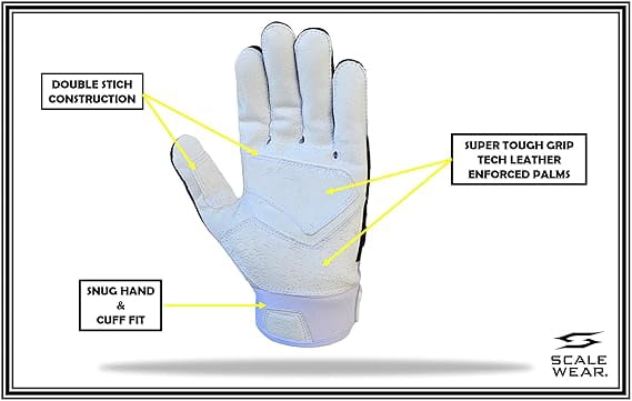 Stealth Padded Football Lineman Gloves – White, Battle College Lineman, Be a Villain Not a Joker with Padded Stealth Football Gloves with Padded Protection, Youth, Kids, Men, Boys, Small to XXL Sizes