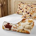 thumbnail image 4 of Erosebridal Pumpkin Leaves Quilt King 3 Pieces,Fall Harvest King Coverlet Set,Beige,1 Bedspread and 2 Pillowcases, 4 of 7