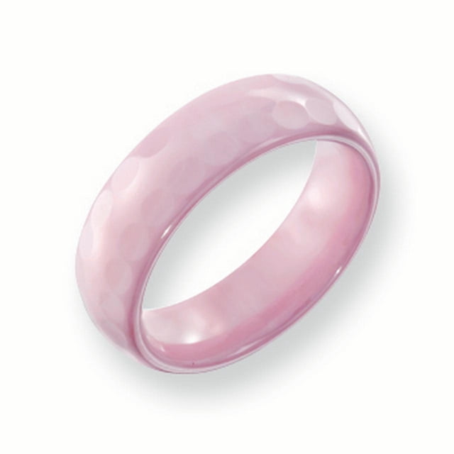 Ceramic Pink Faceted 6mm Polished Band Size 5.5