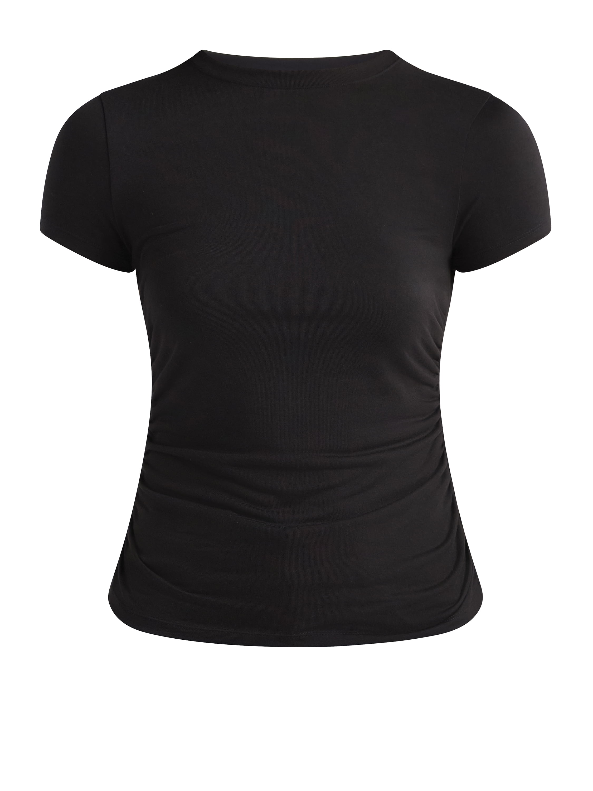 Sofia Jeans Women's and Women's Plus Ruched Side Tee with Short Sleeves, XS-4X