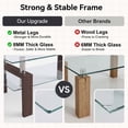 thumbnail image 5 of Glass Coffee Table with Lower Shelf, Holaki Modern Rectangular Tempered Glass Center Table with Metal Legs for Living Room, Walnut, 5 of 8