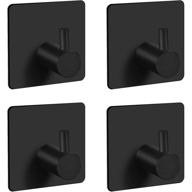 Gancho adhesivo de acero inoxidable, gancho de pared para baño de 4 piezas, soporte impermeable para toallas, colgador de toallas compatible con cocina, hogar y oficina