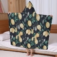 thumbnail image 5 of Yellow Lemon Fruit Leaves Black Pattern Hooded Bath Towel，60"x35" for Ages 3 To 12 Kids, Quick Dry Lightweight Soft Microfiber Hood Beach Towel Cover Up for Kids, 5 of 7