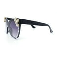 thumbnail image 4 of Womens Diva Rhinestone Bling Jewel Oversized Shield Luxe Rimless Sunglasses Black - Smoke, 4 of 5