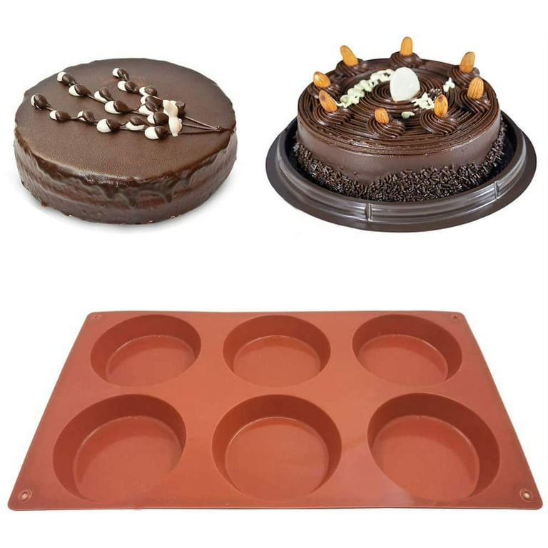 3 Packs 6 Cavity Large Round Disc Candy Silicone Molds, DaKuan Non-Stick  Baking Molds, Mousse Cake Pan for French Dessert, Pie, Candy, Soap, Dia 3.1  Inch- Reddish 