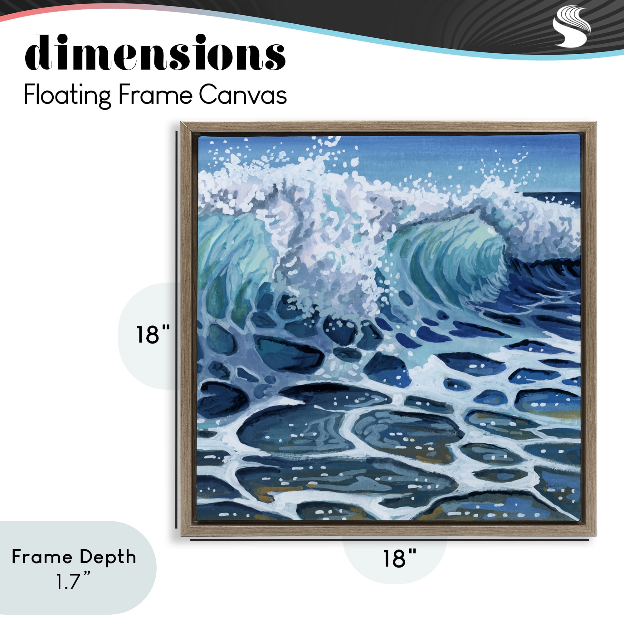 Stupell Industries Strong Crashing Waves on Beach Brown Framed Floater Canvas Wall Art, design by Kate Jarvik Birch