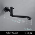 thumbnail image 2 of Wall-Mounted Single Cold Water Faucet in Black for Bathroom Sinks, Mop Pools, with Extended Rotation Function(12.2inch), 2 of 8