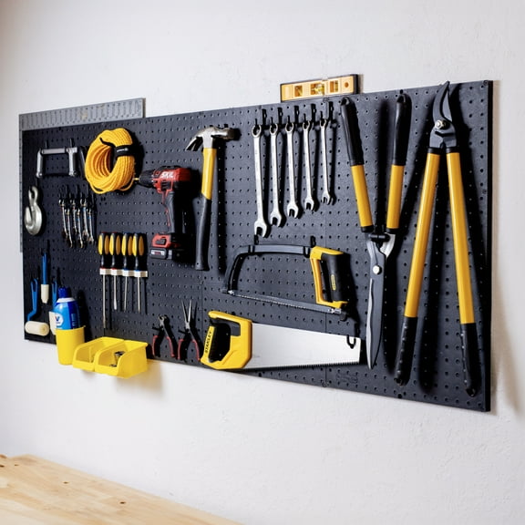 WallPeg 48" Wide Pegboard Kit with 2 Panels & 36 Locking Peg Board Hooks and Panel Set - Tool Parts and Craft Organizer