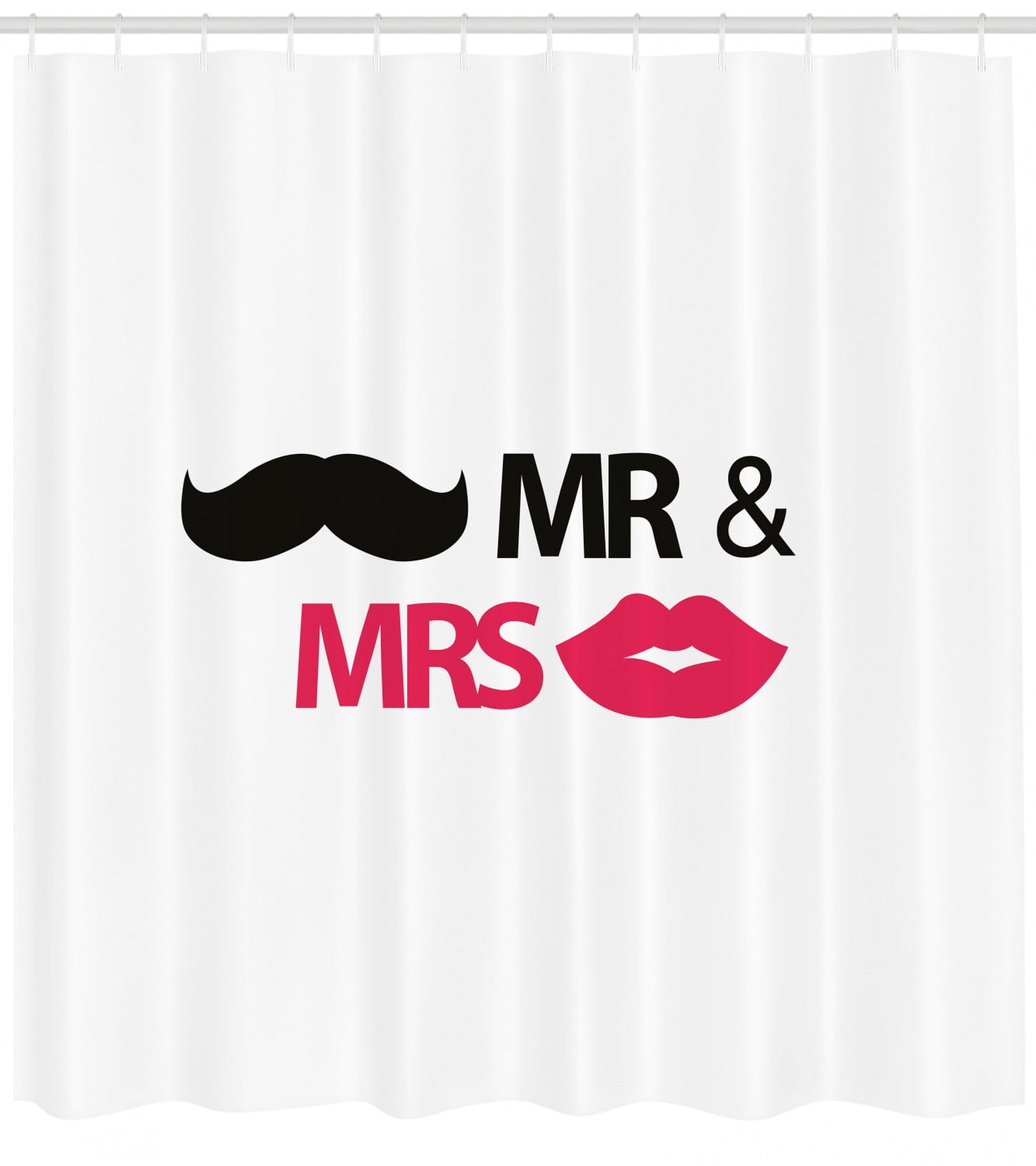 Wedding Shower Curtain Funny Stencil Art Lips Moustache Mr And Mrs Retro Stylized Design Art Print Fabric Bathroom Set With Hooks Black Pink White By Ambesonne Walmart Com Walmart Com