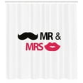 thumbnail image 3 of Ambesonne Retro Shower Curtain, Lips Moustache Mr Mrs, 69"Wx70"L, Black Pink White, 3 of 3