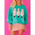 thumbnail image 1 of Sudadera de manga larga para mujer, informal, cálida, con cuello redondo, con lentejuelas y personajes de dibujos animados, para invierno, otoño, vacaciones de Navidad, 1 of 1