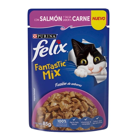 Alimento para Gato Purina Felix Fantastic Mix con Salmón y Salsa Sabor a Carne 85 g