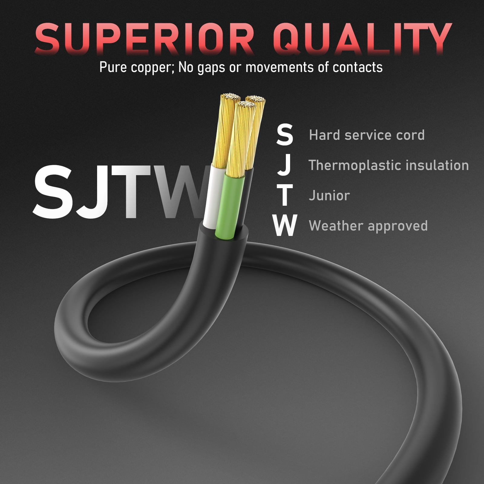 YESWELDER 20ft 15A 12AWG NEMA 6-50 Welding Extension Cord 250V ETL Certified
