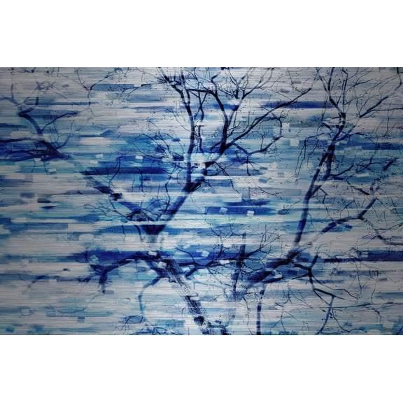 Parvez Taj Pt-Wnpw-114-Al-45 30" x 45" "Blue Snow Storm" Art Print On Aluminium