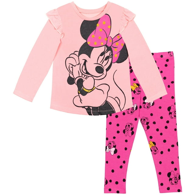 Disney Minnie Mouse Little Girls Long Sleeve Graphic T-Shirt & Leggings ...