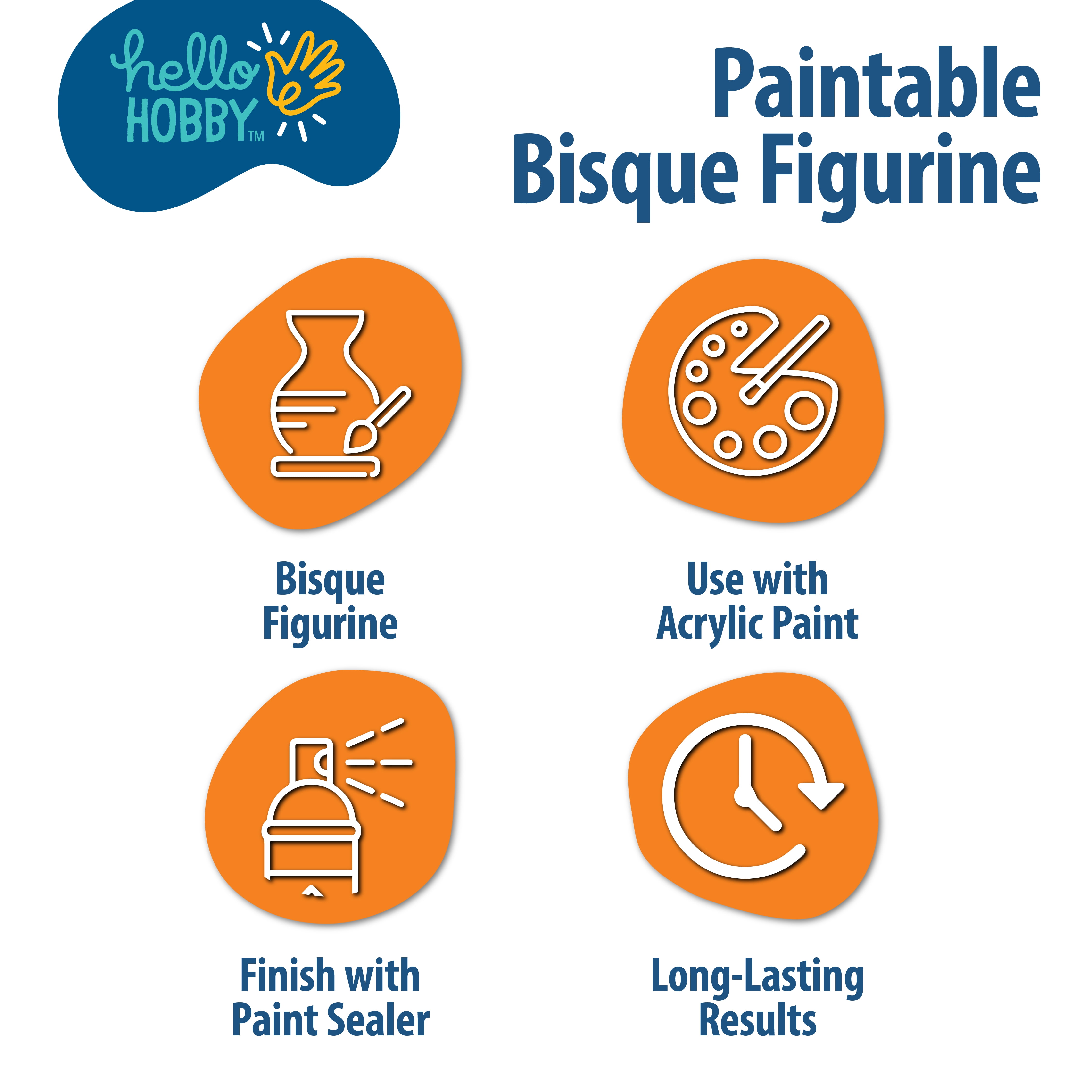Hello Hobby Paintable Base Knot, White Ceramic 5"