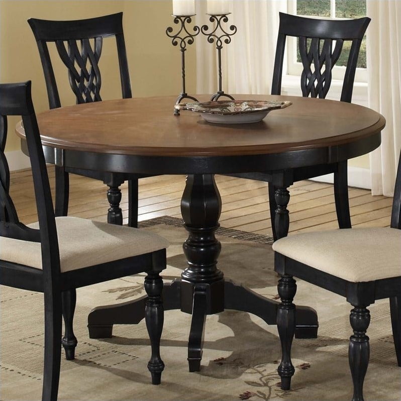 Hilale Embassy Round Pedestal Dining Table In Rubbed Black Cherry