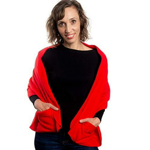 Comfort Finds Polar Fleece Shawl with Pockets Red - Pack of 2