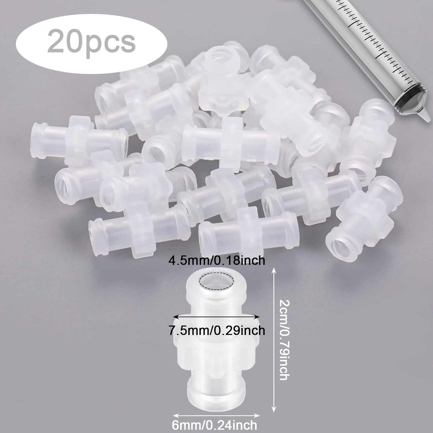 20 pieces of syringe adapters, lock female syringe to syringe transfer joint lock connector to syringe coupler adapter adapter