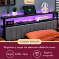thumbnail image 4 of Base Cama Matrimonial Led Usb C Repisas Cabecera Acero 300kg, 4 of 9