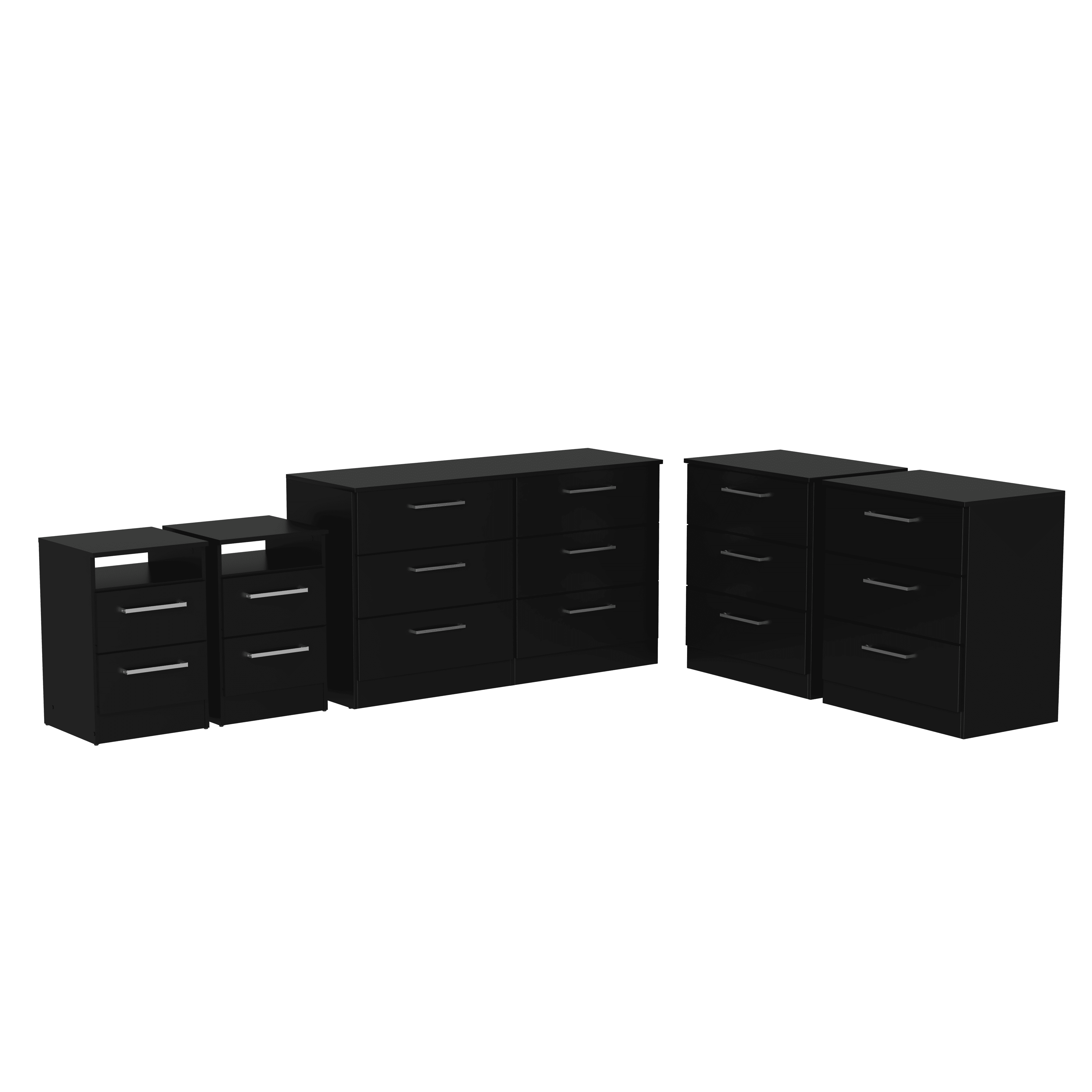 Kappesberg Cambridge Black 5-Piece Bedroom Set, Dresser, Nightstands & Chests for Adults and Teens