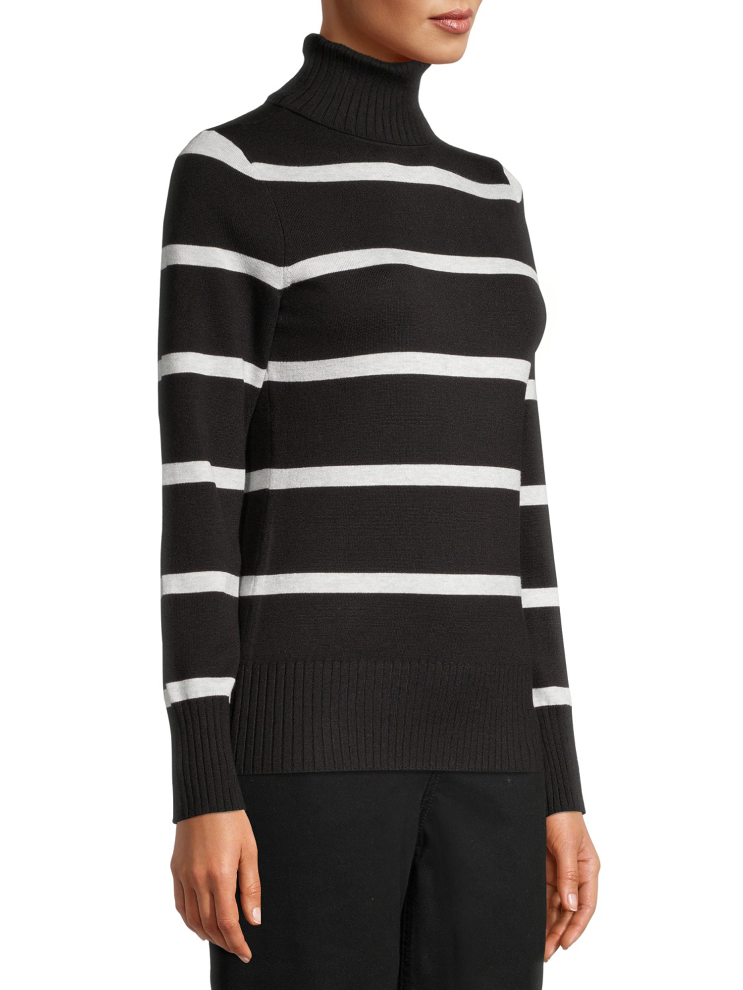 Time and Tru Women's Striped Turtleneck Sweater - image 4 of 6